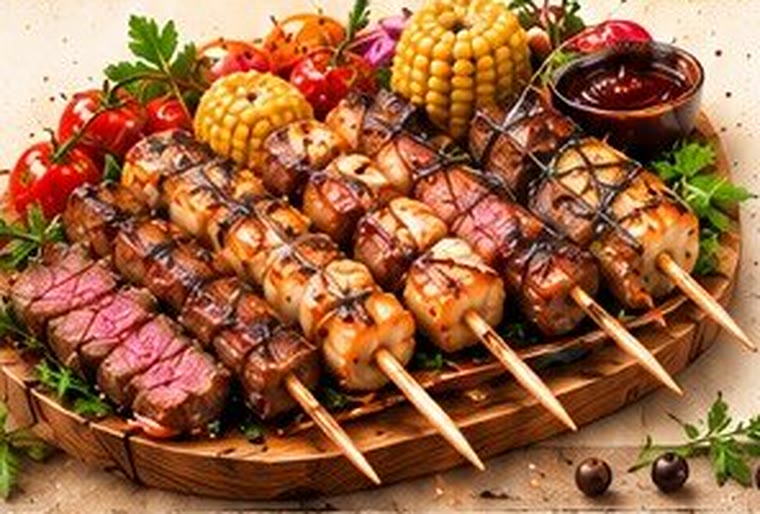 Shampur Set — assorted shashlik skewers platter